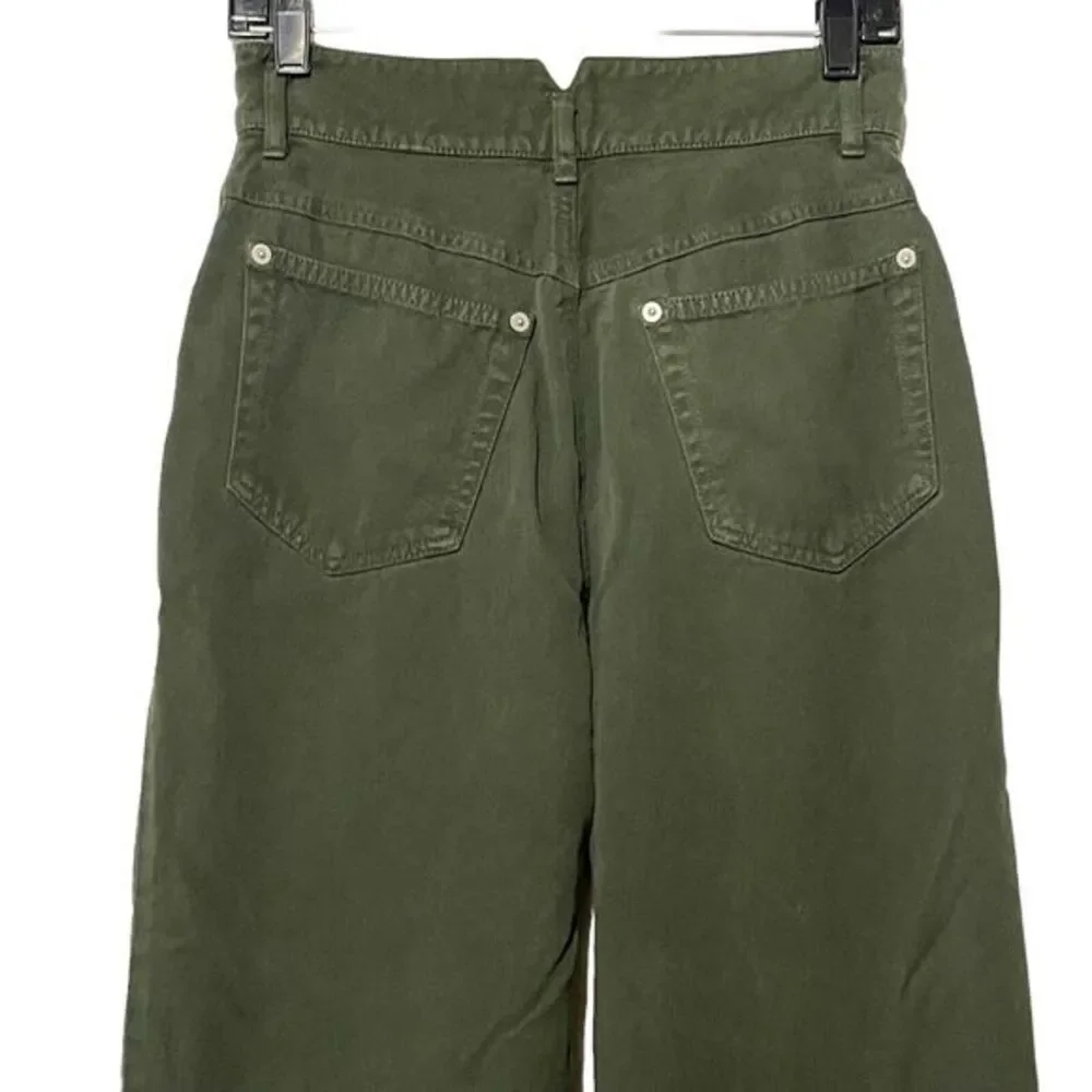 Karen Kane Notchback Jeans Women size 6 Green Wide Leg Tapered Ankle HipHop‎ 90s